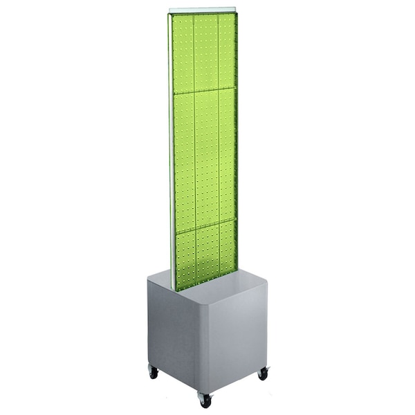 Two-Sided Pegboard Floor Display on Wheeled Studio Base
